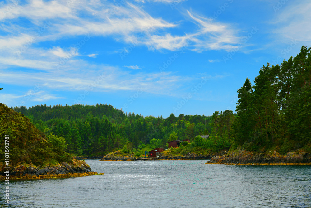 Picturesque view of the Norwegian fjords in summer. Picturesque view of the Norwegian fjords in summer.