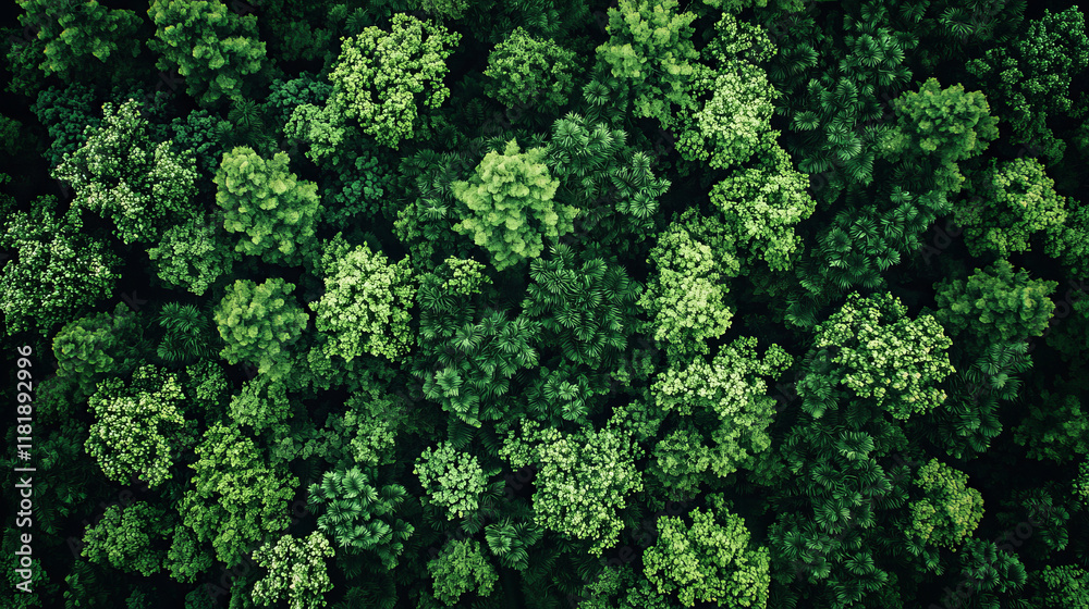 Aerial view of a dense green forest with diverse canopy patterns Aerial view of a dense green forest with diverse canopy patterns