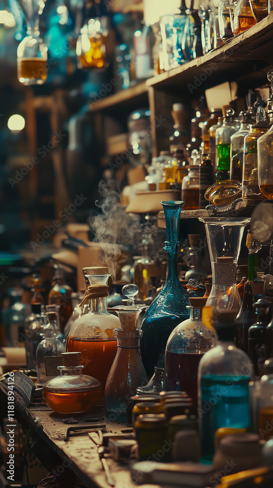 Minimalist Boho Flea Market with Potions and Magical Items Minimalist Boho Flea Market with Potions and Magical Items