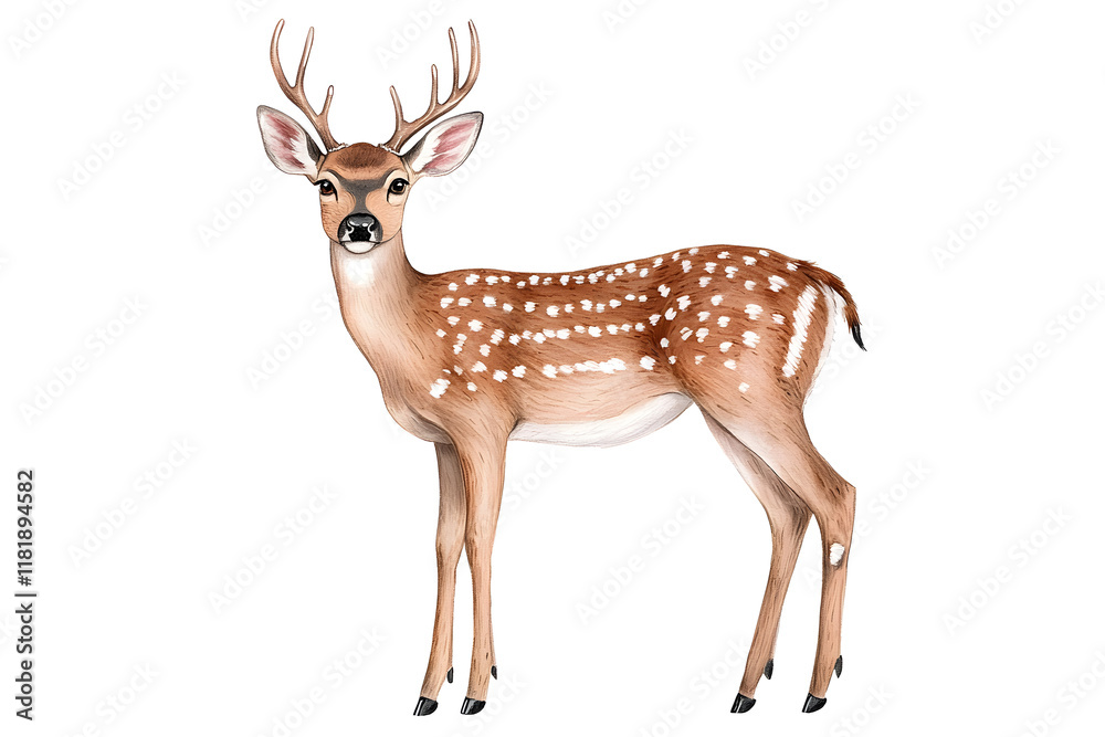 Obraz premium Deer silhouette watercolor style wildlife simple drawing animal isolated on white background
