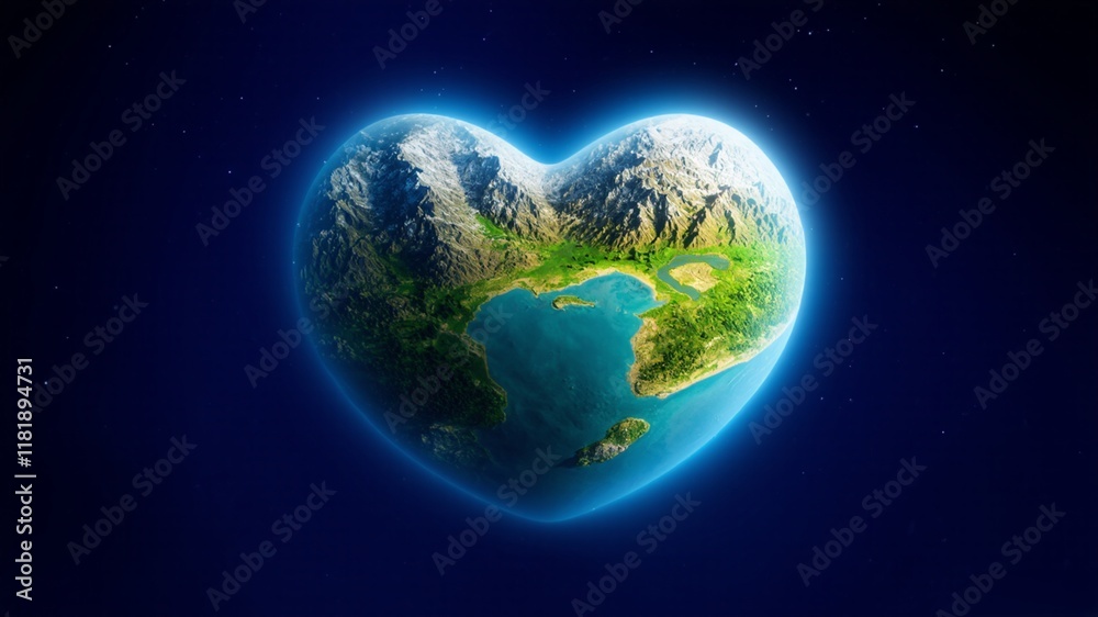 Fototapeta premium heart shaped earth