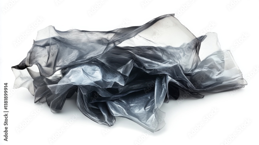 Fototapeta premium An abstract sculpture of crumpled silver fabric. This piece plays with light and shadows. It exudes elegance and modernity. Perfect for contemporary art galleries. Generative AI