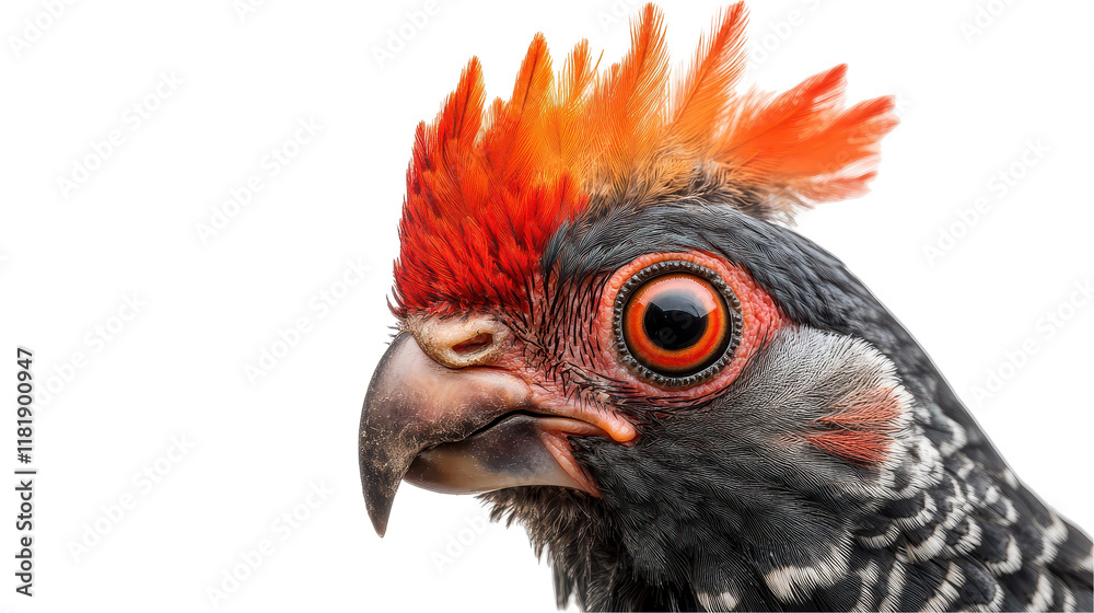 Close-up of a vibrant and colorful exotic bird's head. transparent background Close-up of a vibrant and colorful exotic bird's head. transparent background