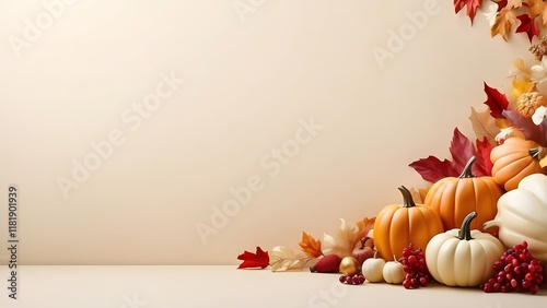 Thanksgiving Day Parade  banner with empty space Without Text, Ivory Luxury background