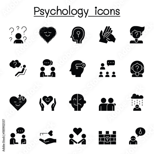 Psychology icon set in thin line style