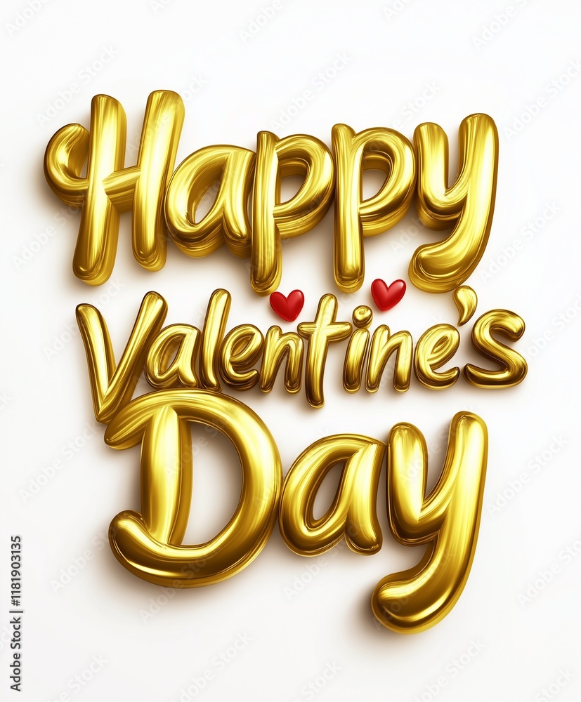 Fototapeta premium Happy Valentine's Day text on white background