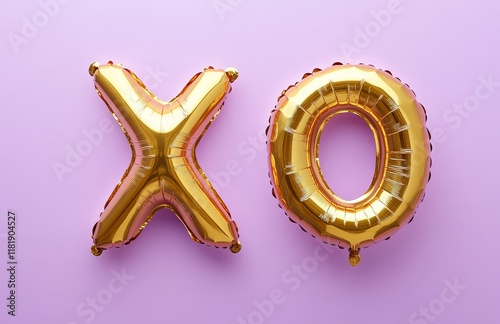 Pink XO and Heart Balloons on Pastel Background – Love and Valentine’s Day Theme

