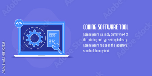Software coding, Web based application development, Software update, Web development concept, Vector illustration landing page.