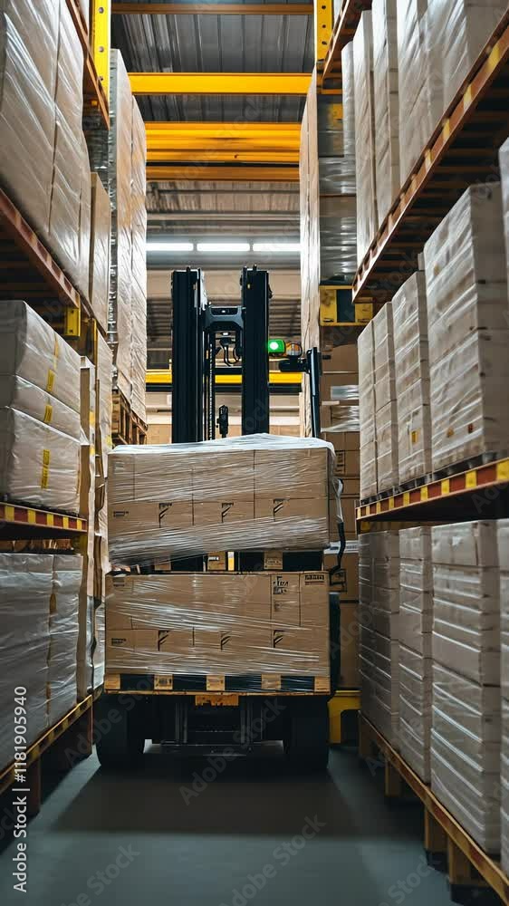 custom made wallpaper toronto digitalForklift maneuvering through warehouse aisles carrying goods