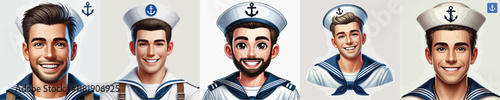 vector set of smiling sailors