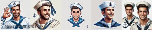 vector set of smiling sailors