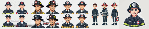 vector set of smiling firefighters
