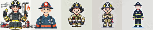 vector set of smiling firefighters