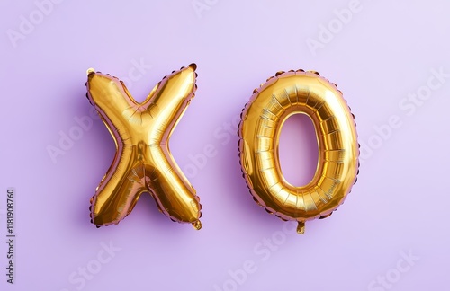 Pink XO and Heart Balloons on Pastel Background – Love and Valentine’s Day Theme

