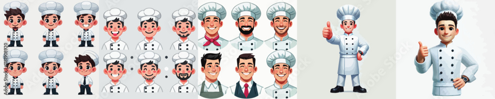 vector set of chefs smiling and giving thumbs up vector set of chefs smiling and giving thumbs up