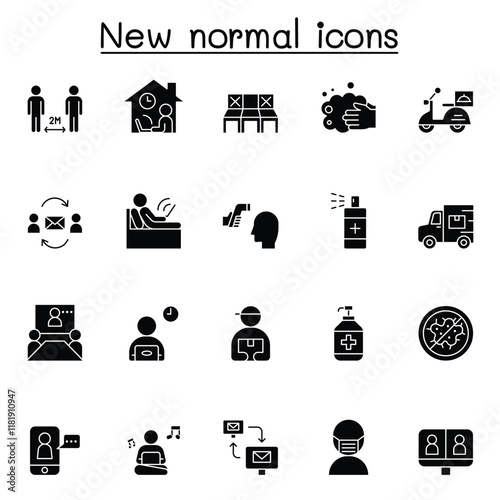 New normal icons set in thin line style