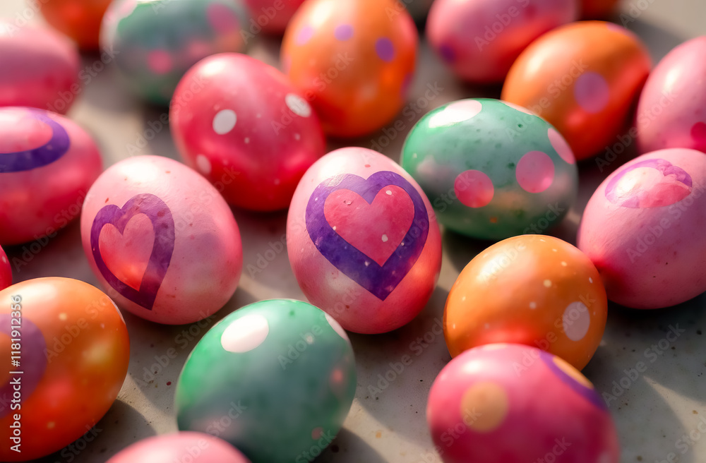 Painted multicolored eggs are laid out on the table top view, close-up, banner, postcard, background. Easter eggs painted in different colors, for the bright Easter church holiday. Painted multicolored eggs are laid out on the table top view, close-up, banner, postcard, background. Easter eggs painted in different colors, for the bright Easter church holiday.