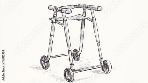Walker sticks isolated line art crutches icon. Vector orthopedic equipment, mobility aid, axillary underarm crutch