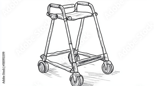 Walker sticks isolated line art crutches icon. Vector orthopedic equipment, mobility aid, axillary underarm crutch