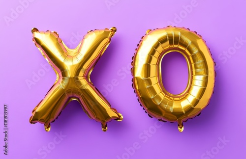 Pink XO and Heart Balloons on Pastel Background – Love and Valentine’s Day Theme

