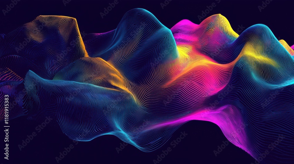 Obraz premium Futuristic digital gradient waves abstract art digital space vibrant colors artistic view visual concept
