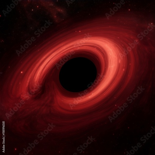 black hole in the black infinite void  in a blood-red glow photo