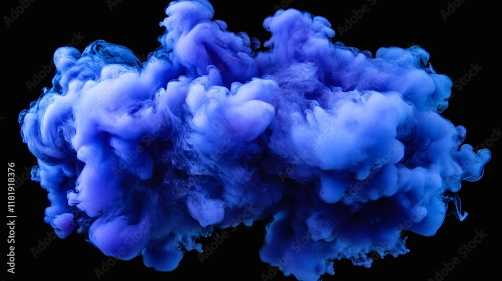 Fototapeta premium swirling cloud of deep blue smoke on a black background