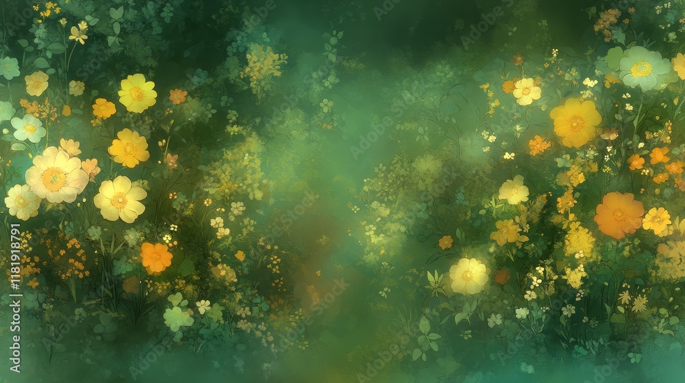 Enchanting Yellow Flower Meadow Dreamscape Enchanting Yellow Flower Meadow Dreamscape