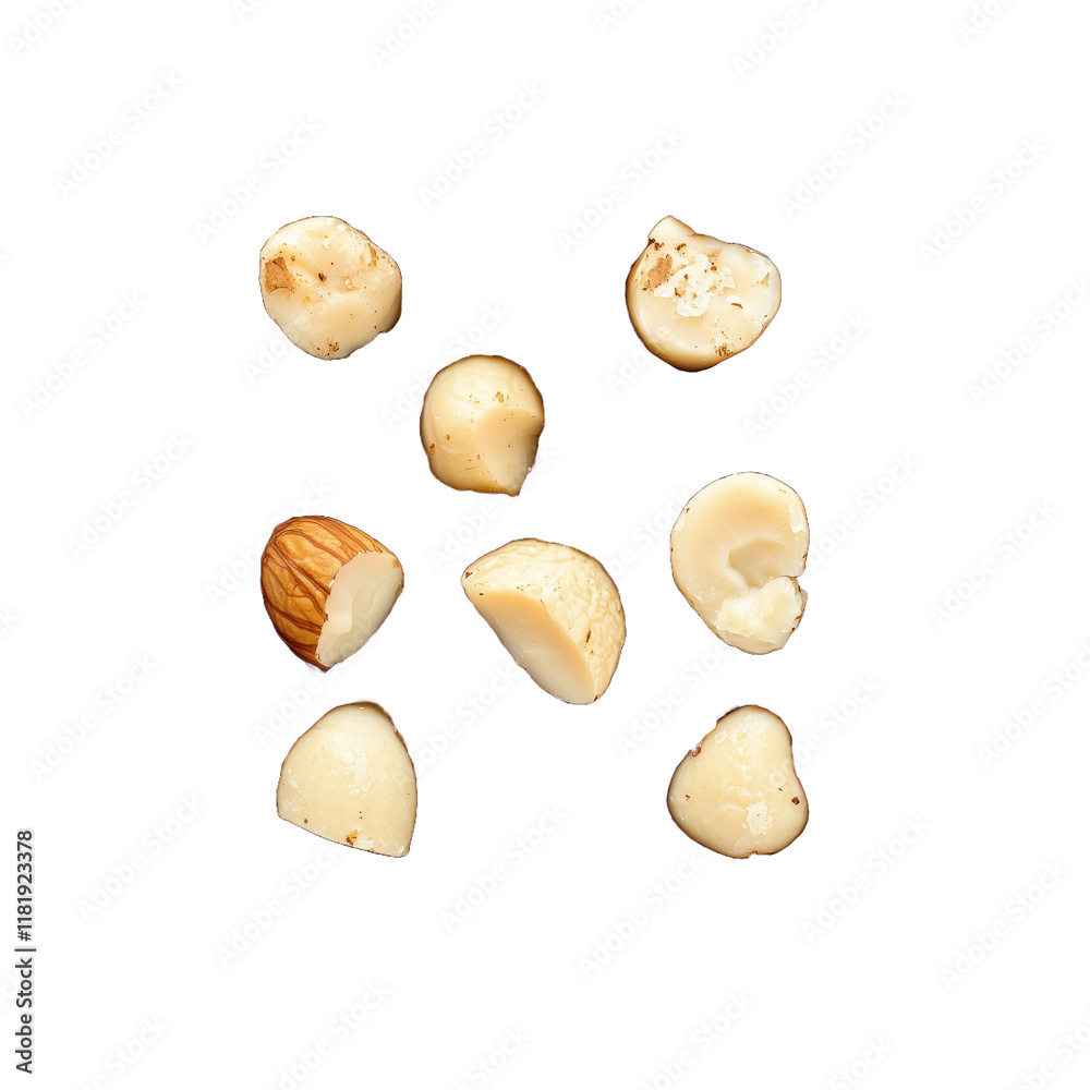 top view of macadamias isolated on transparent background top view of macadamias isolated on transparent background