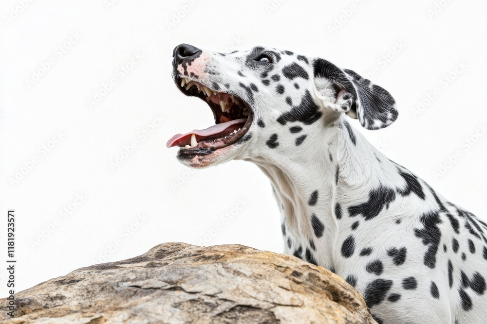 Dalmatian barking on white plain isolated, pet portrait illustration Dalmatian barking on white plain isolated, pet portrait illustration