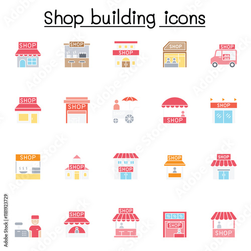 Shop icons set in thin line style