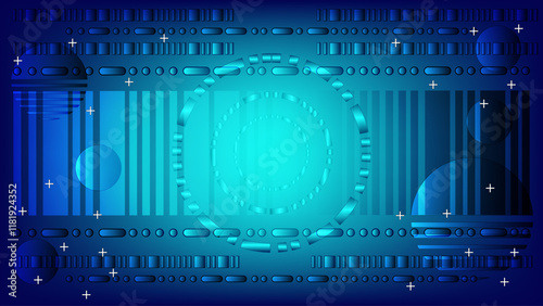 Bars and ellipses with blue cyan gradient mesh abstract backgound
