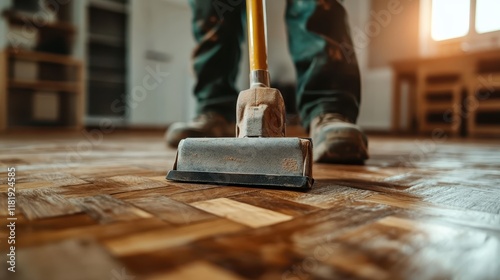 A person vacuuming a wooden floor, showcasing the importance of cleanliness in home environments and emphasizing the care taken to maintain wooden surfaces beautifully.