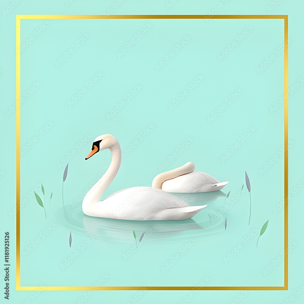 Fototapeta premium swans on the lake portrait