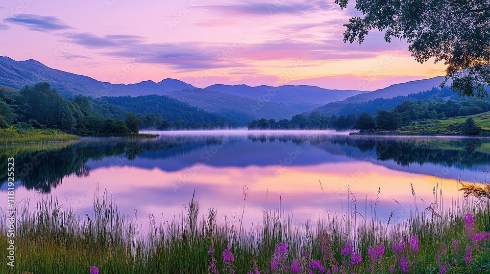 Fototapeta premium A serene landscape of places with soft rhythms and gentle natural elements for relaxation.