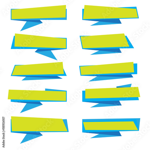 Set of folded paper banners
