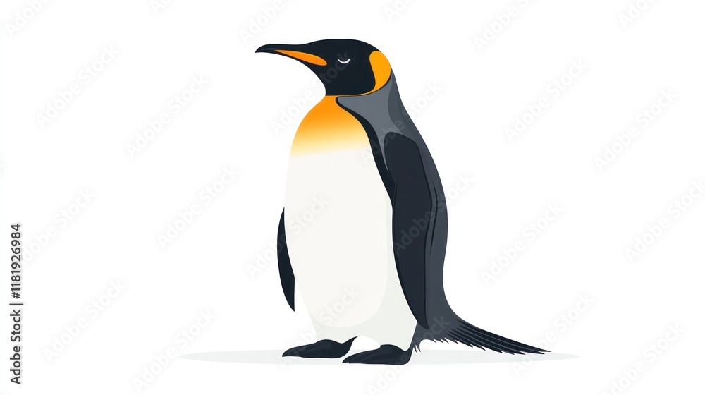 Fototapeta premium King penguin illustration, isolated on white background.
