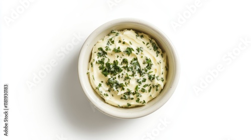 Single Portion of Garlic Butter in Ceramic Bowl