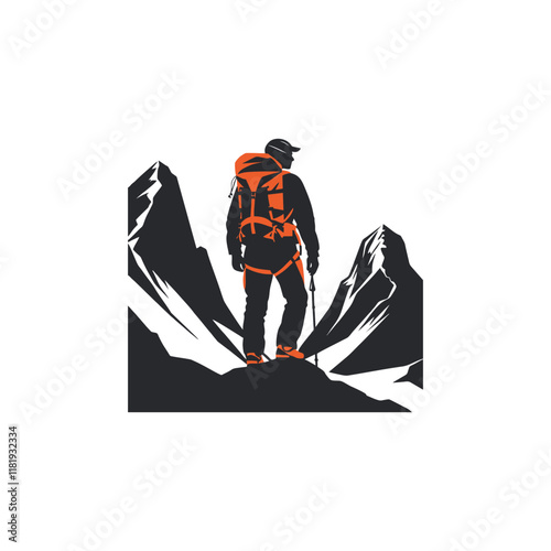 Illustration of the silhouette of a mountain climber