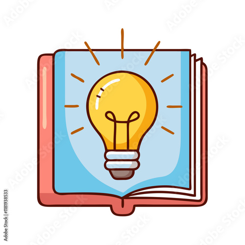 Educational Idea Illustration: Lightbulb on Open Book Design"