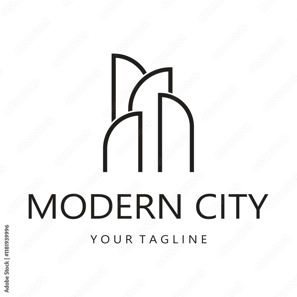 Fototapeta premium modern city, advanced city logo, environmentally friendly, advanced technology, future buildings