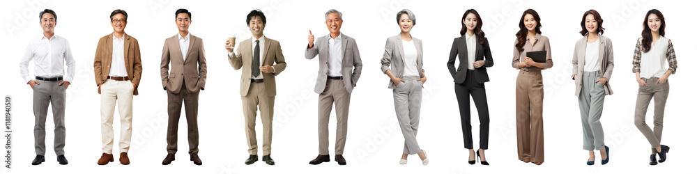 PNG Diverse professional team standing, element set on transparent background PNG Diverse professional team standing, element set on transparent background