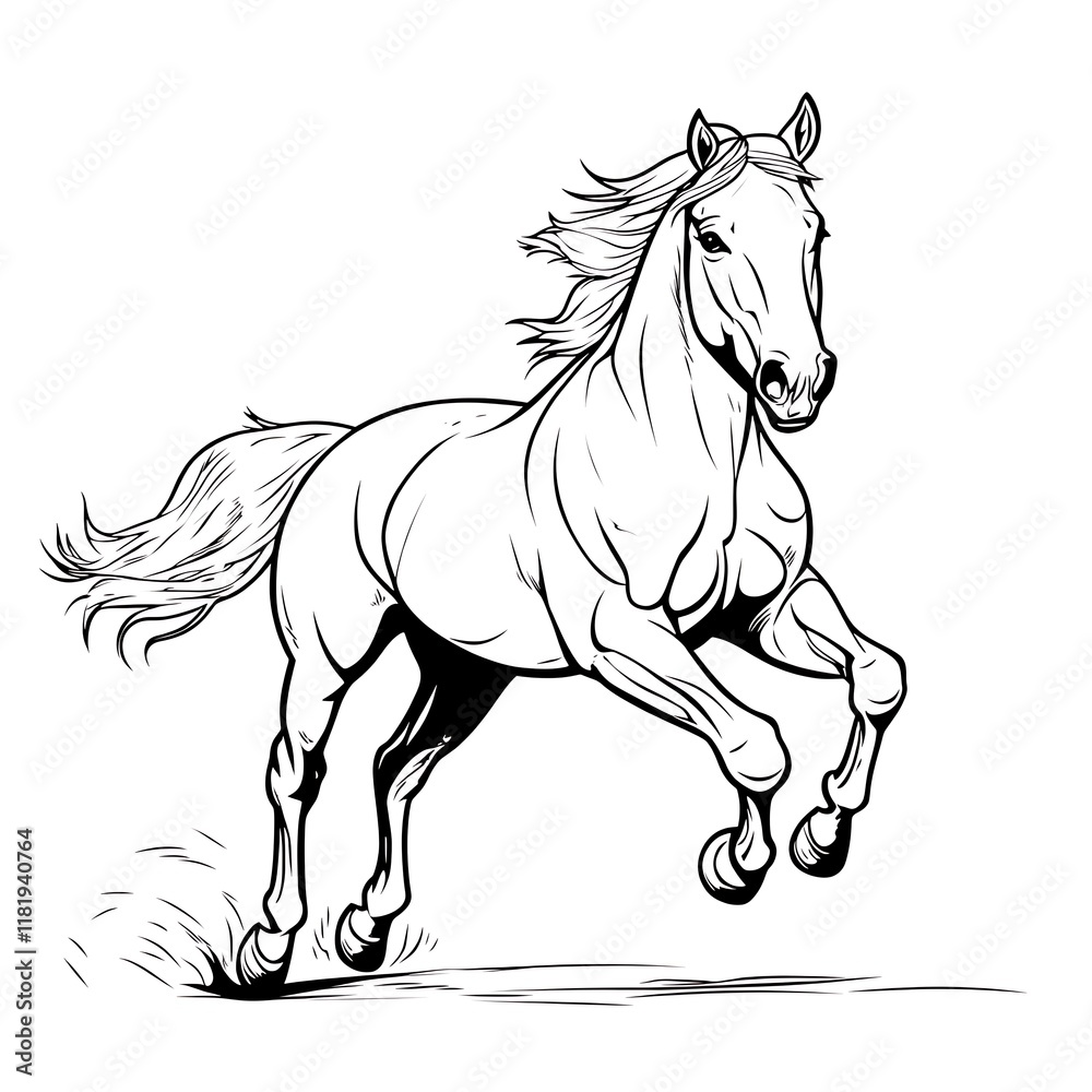 Fototapeta premium Powerful Silhouette of a Horse Head, Perfect for Logos and Designs