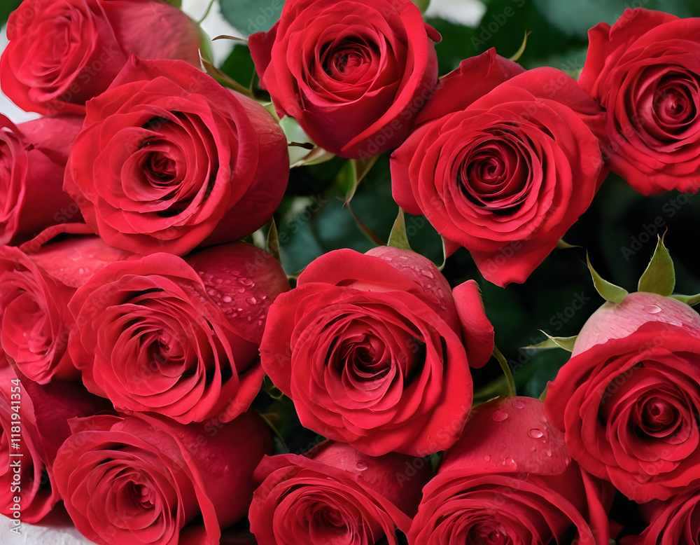 Red Roses Bouquet with Beautiful Petals and Romantic Vibes, Generative Ai Red Roses Bouquet with Beautiful Petals and Romantic Vibes, Generative Ai