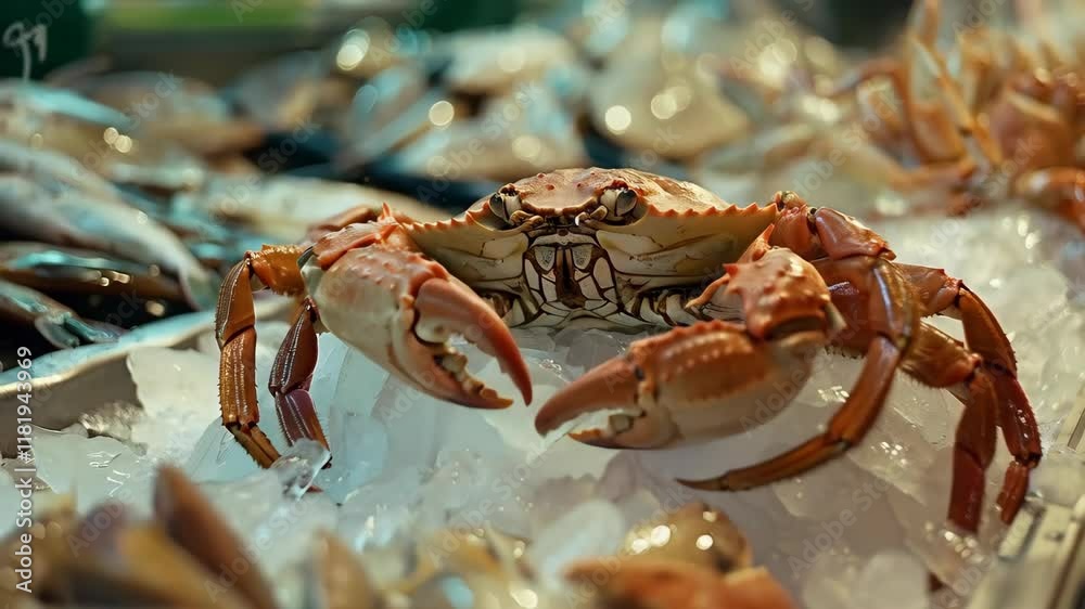 crab on ice in the fish market crab on ice in the fish market