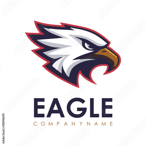 Detailed vector illustration of an eagle head with a fierce and determined expression, perfect for logos or designs.
