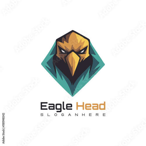 Detailed vector illustration of an eagle head with a fierce and determined expression, perfect for logos or designs.
