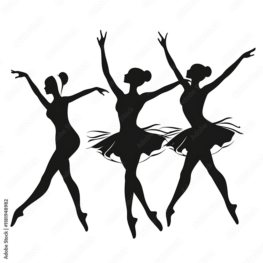 Fototapeta premium Graceful Ballerinas in Silhouetted Dance Pose