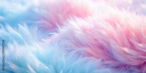 Pastel Pink & Blue Fluffy Texture Panoramic Background - Soft Dreamy Design