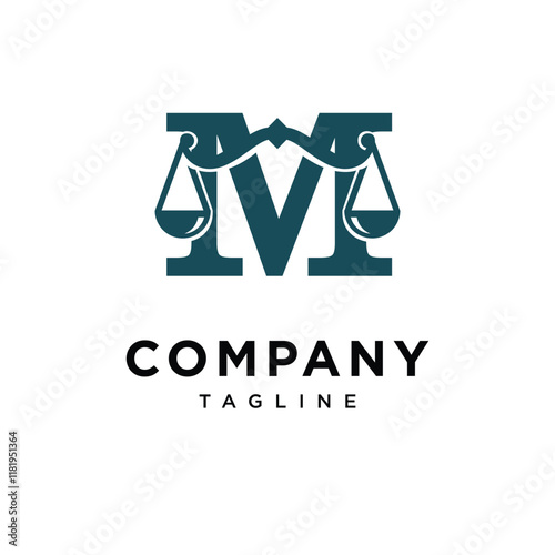 Letter M Law Scale Logo Icon Vector
